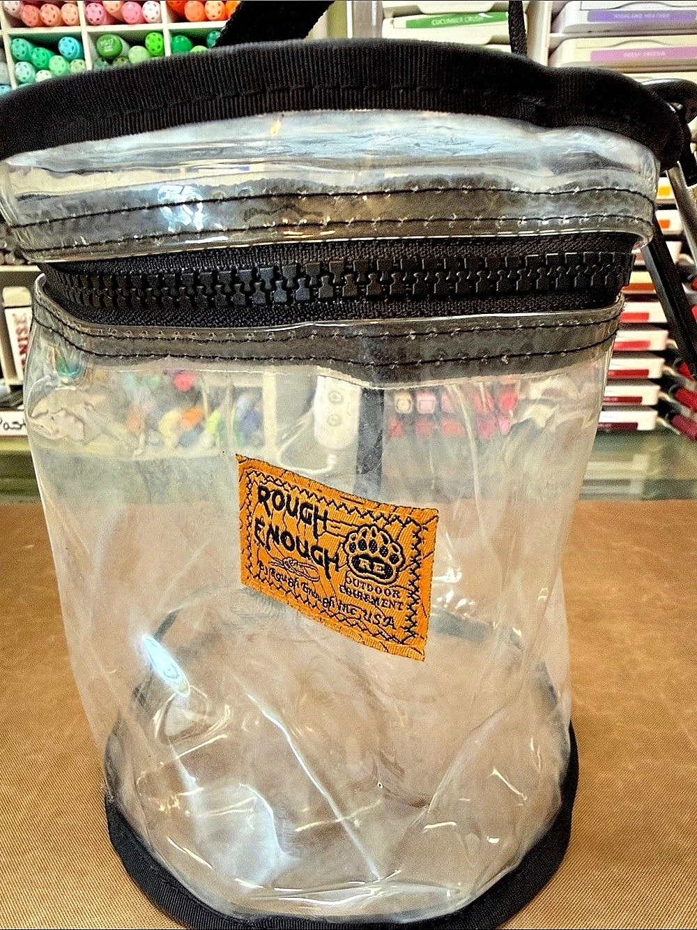 Rough & Tough Clear Cosmetic Bag with Strap Like New
